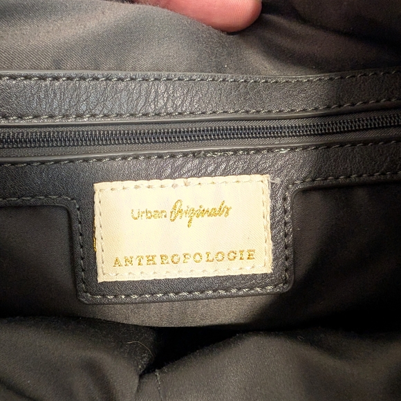 Anthropologie Gray Laser Cut Embosses Faux Leather Shoulder Bag - Picture 3 of 6